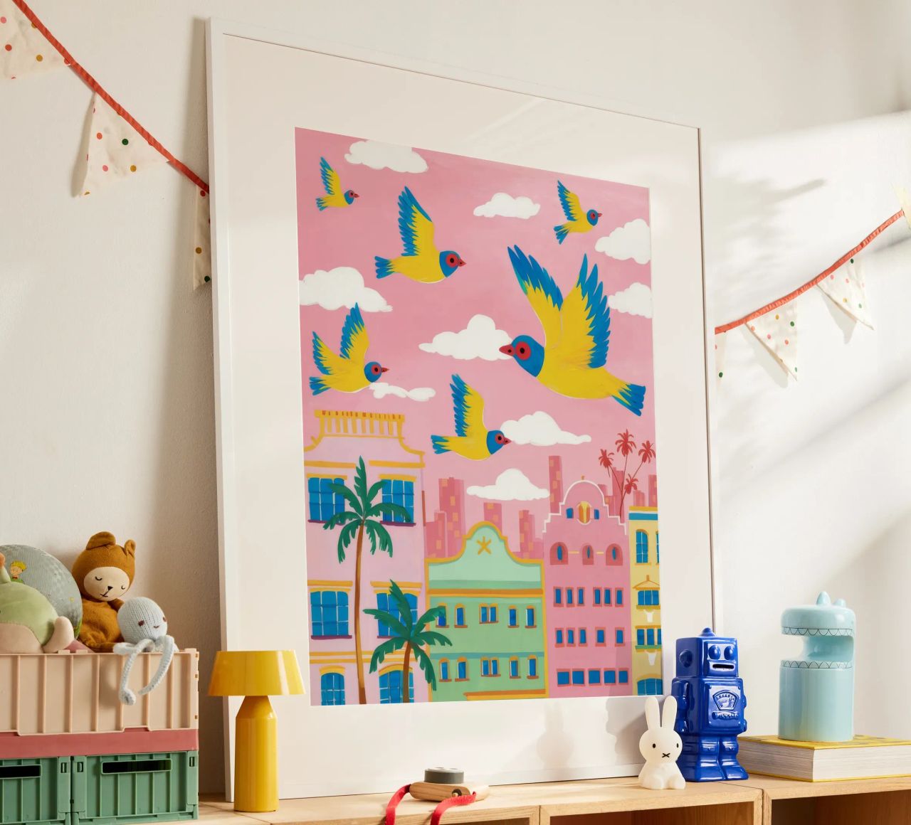 Pink City Avian Flight poster by Pake Nebula
