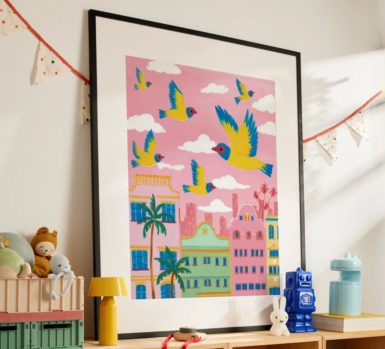 Pink City Avian Flight poster by Pake Nebula
