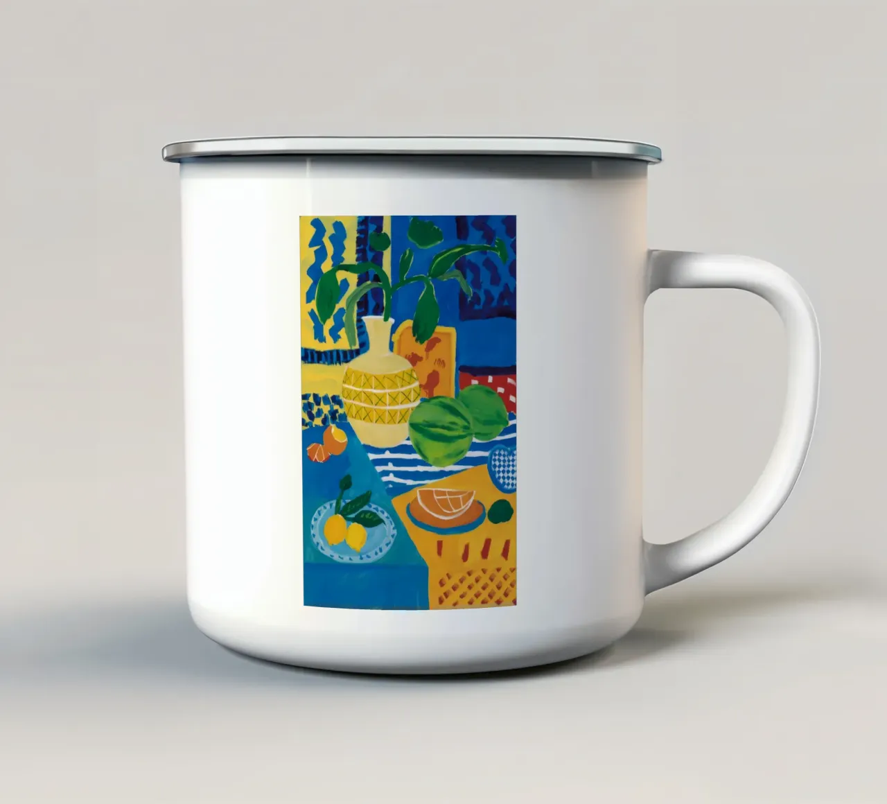 Nature morte à l'azur mug en émail de Pake Nebula