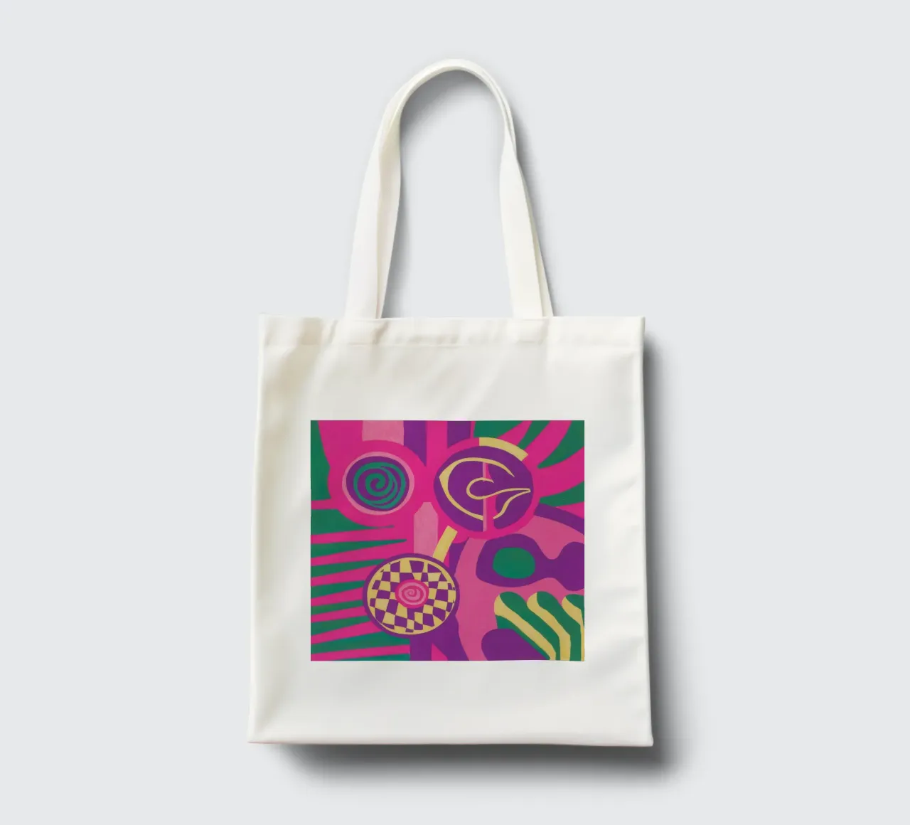 Magenta Abstract Whirl tote bag by Pake Nebula