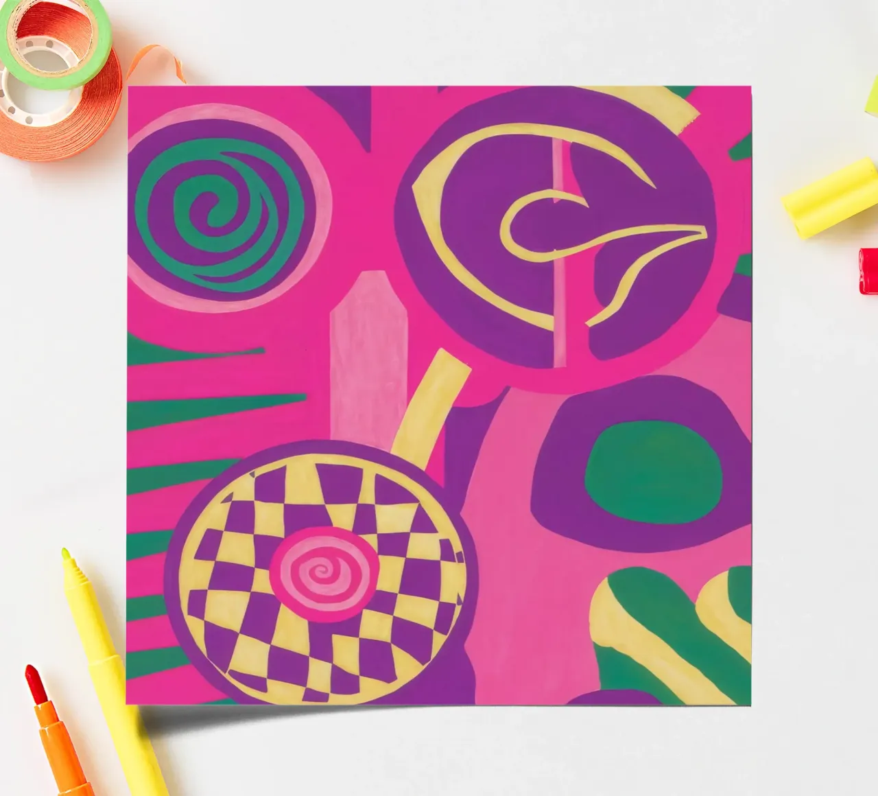 Magenta Abstract Whirl sticker sheet by Pake Nebula