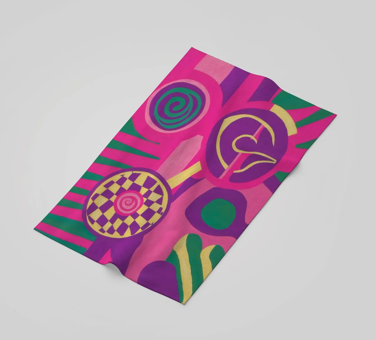 Magenta abstracte werveling strandhanddoek van Pake Nebula