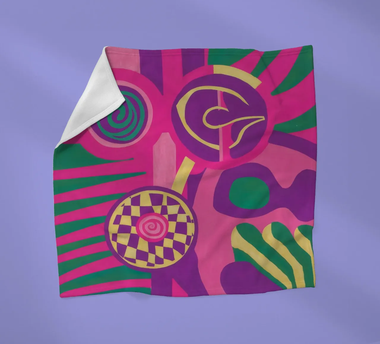 Magenta Abstract Whirl fleece blanket by Pake Nebula