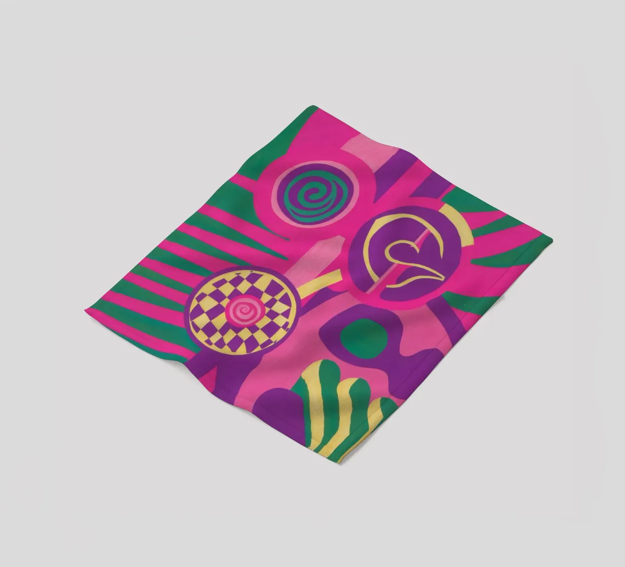 Magenta Abstract Whirl fleece blanket by Pake Nebula