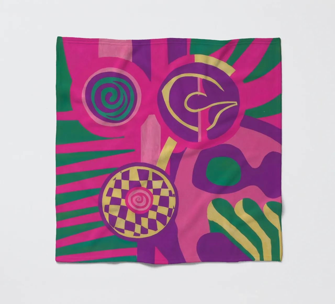 Magenta Abstract Whirl fleece blanket by Pake Nebula