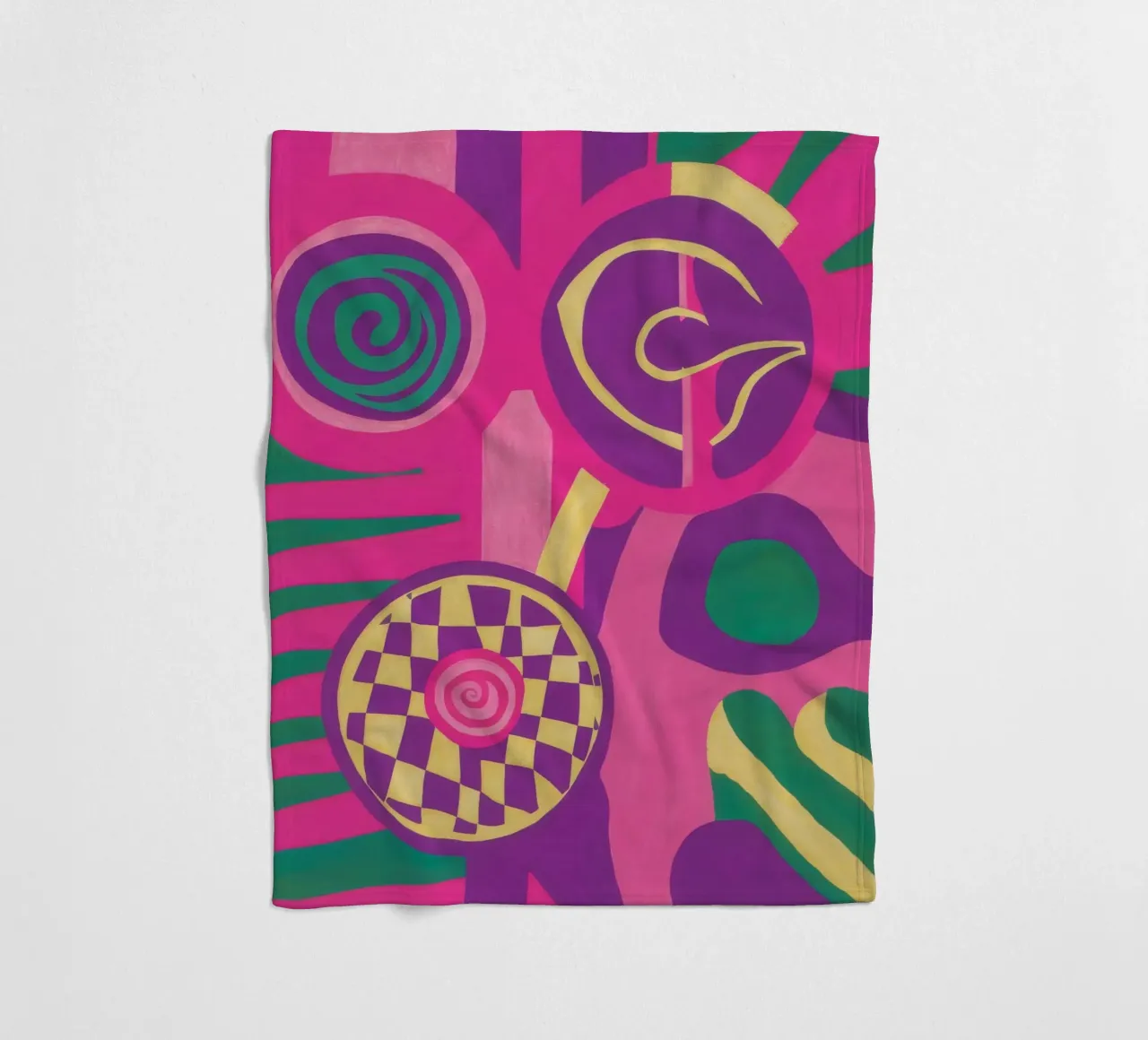 Magenta Abstract Whirl fleece blanket by Pake Nebula
