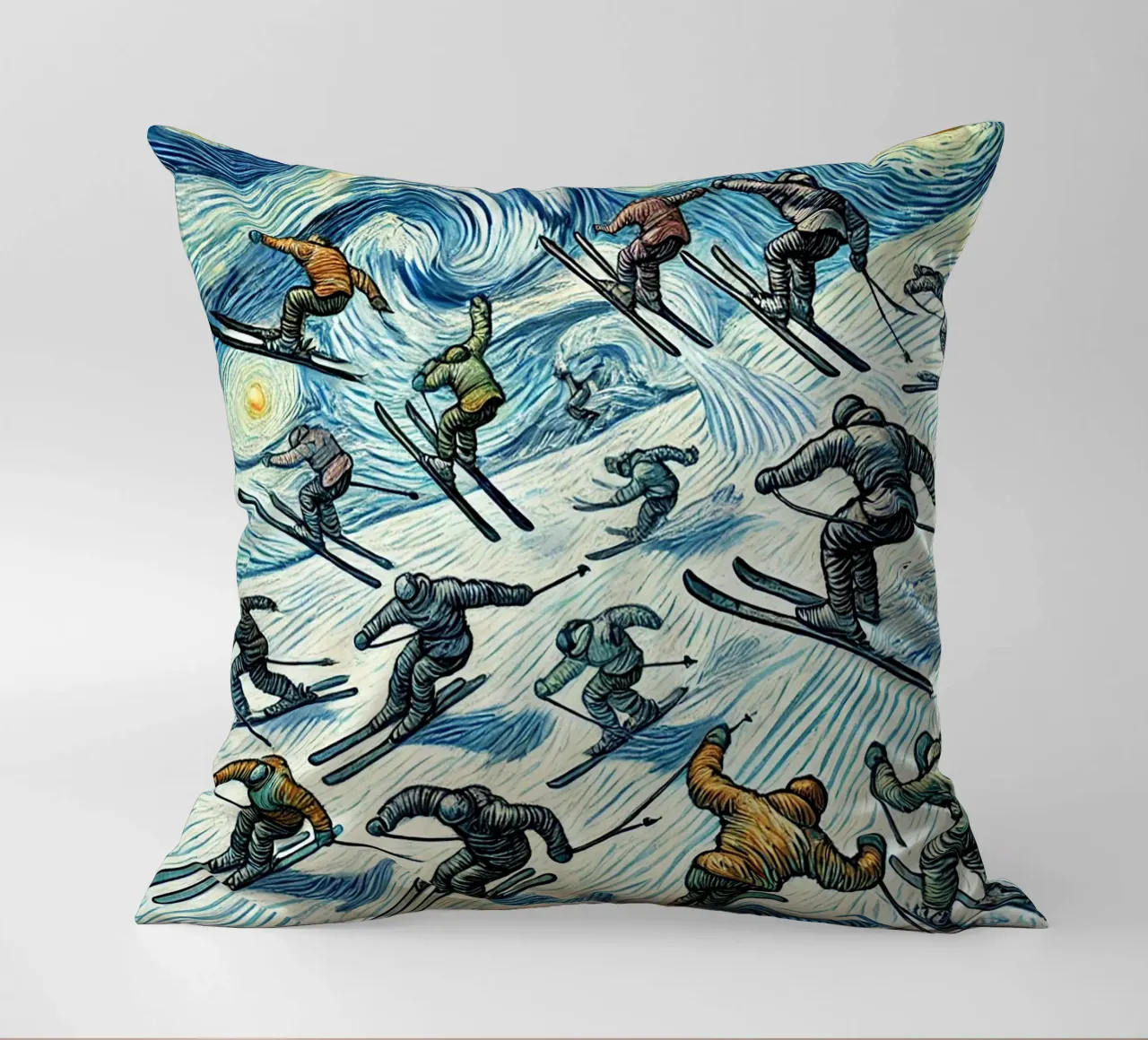 Alpine Anthill Skiing cuscino da Vintage Van Gogh