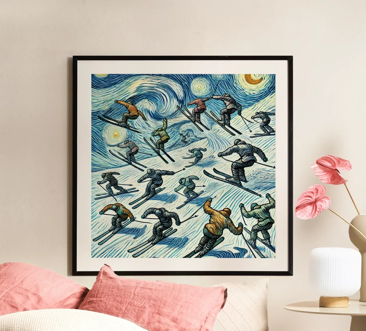Alpine Anthill Skiing poster da Vintage Van Gogh