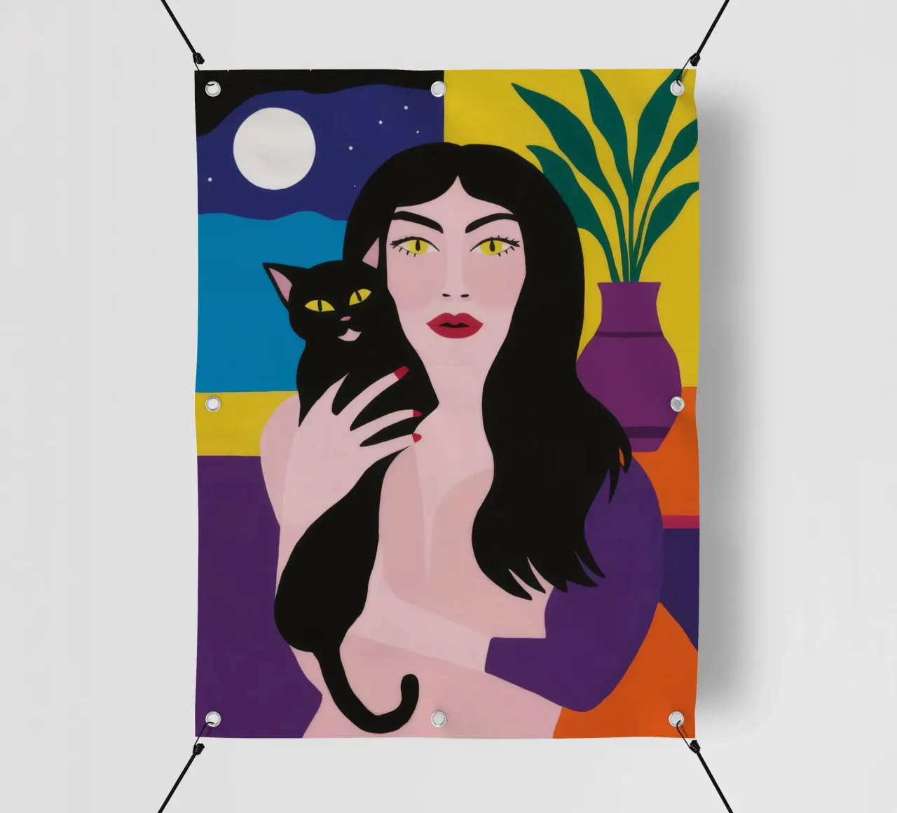 Incantatrice felina nera telo in pvc da Pake Nebula