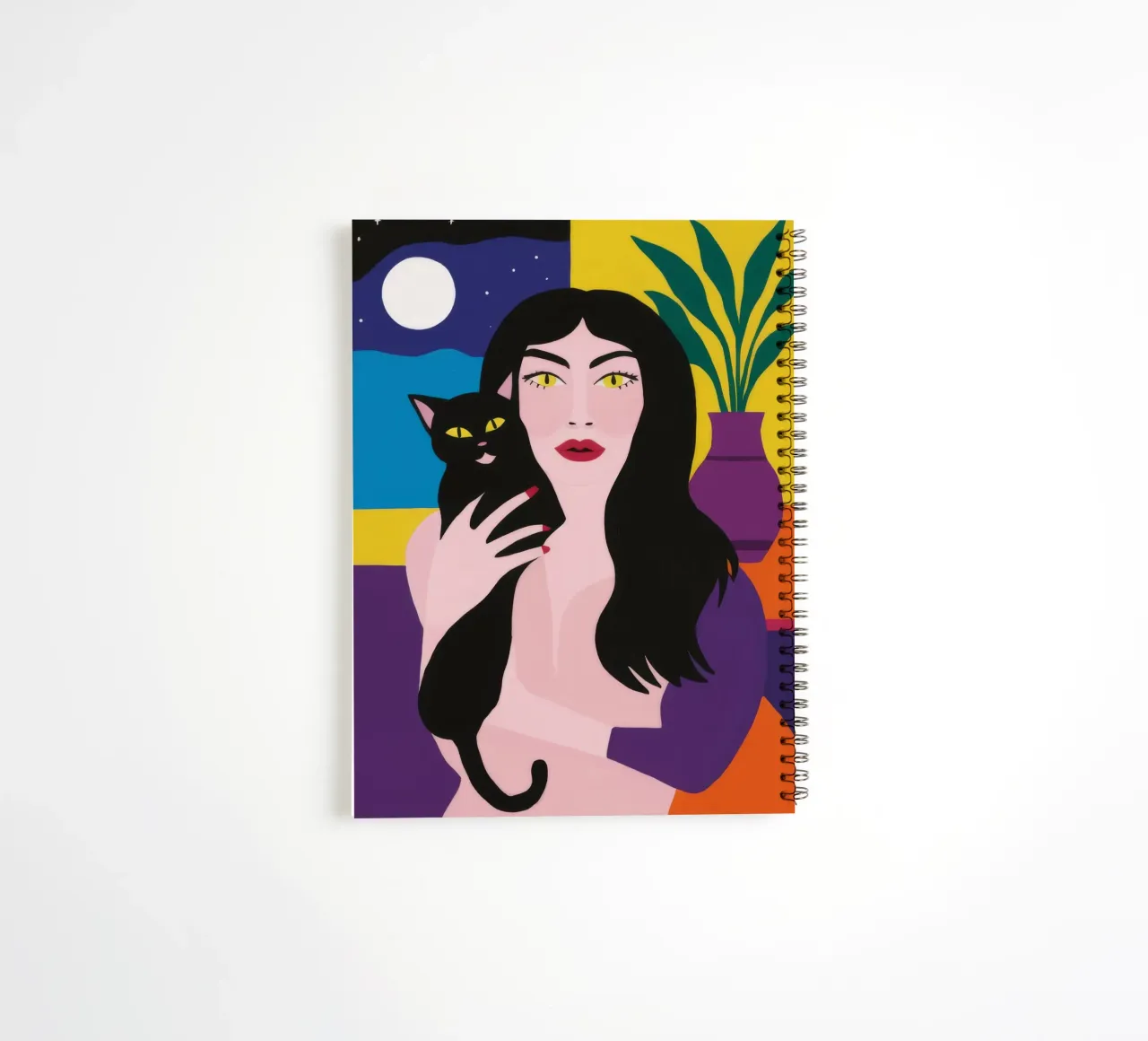 Black Feline Enchantress spiral notebook by Pake Nebula