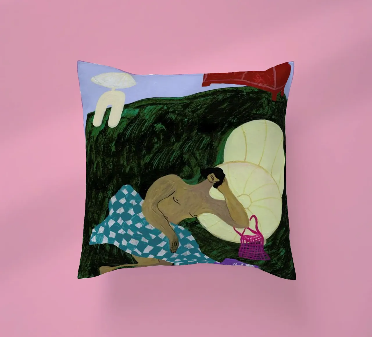 Blanket and Book cuscino da Nudes and Croissants