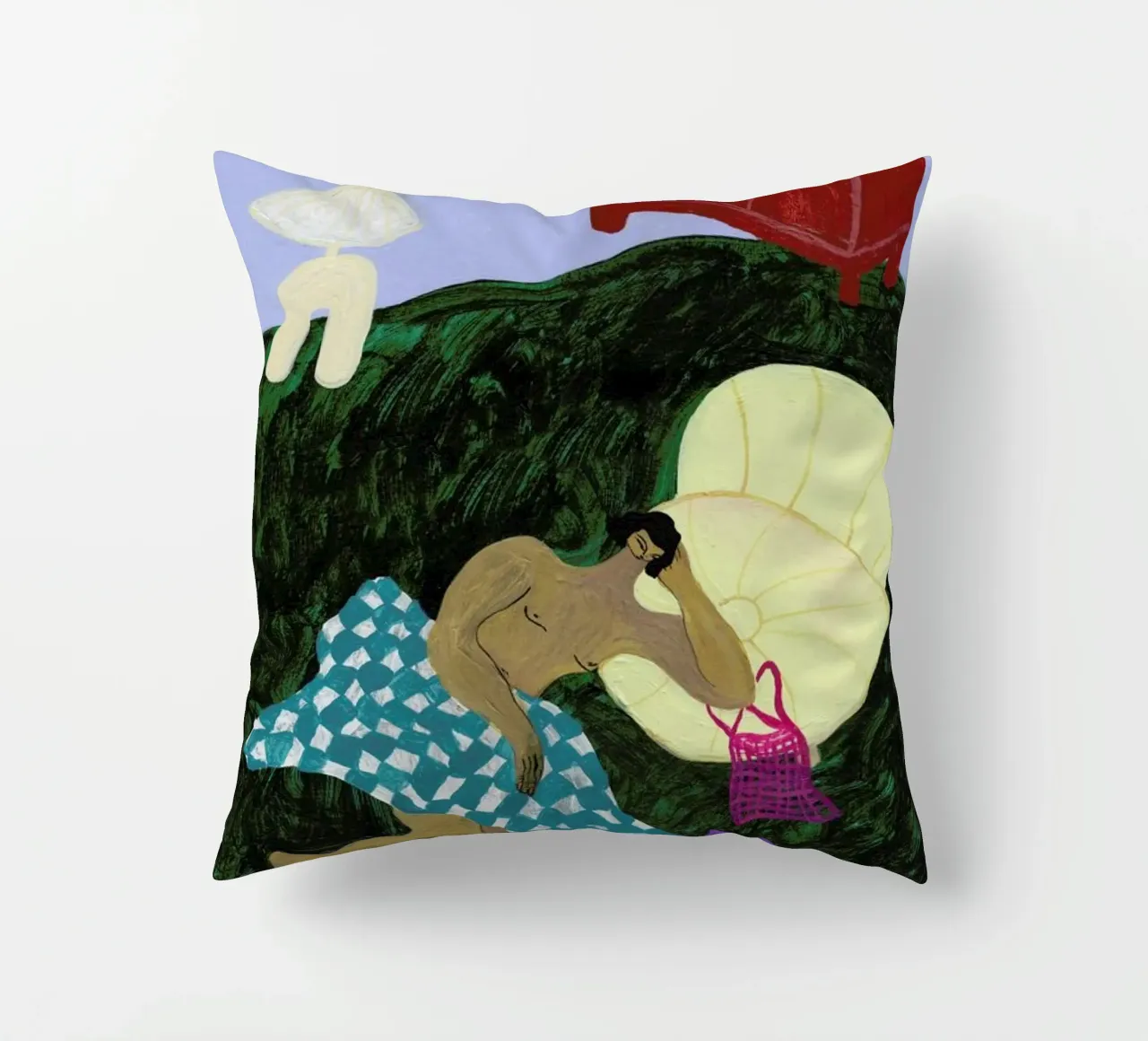 Blanket and Book cuscino da Nudes and Croissants