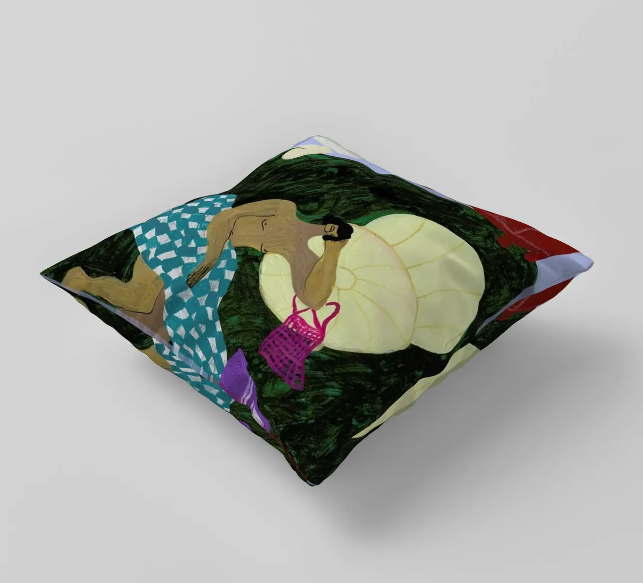 Blanket and Book cuscino da Nudes and Croissants