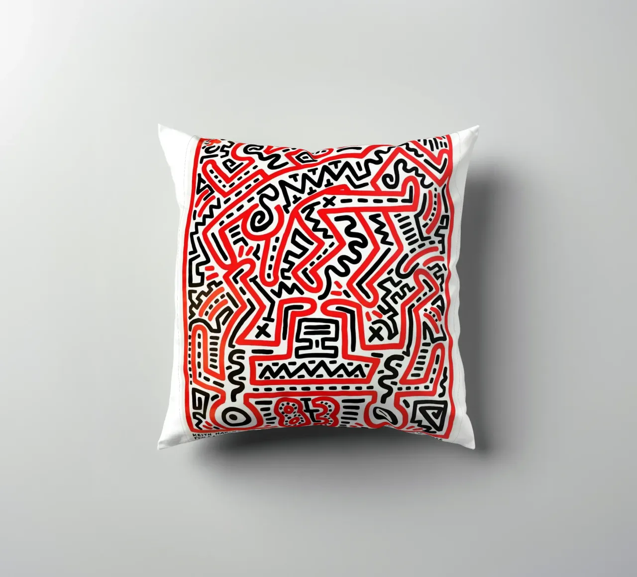 Keith Haring Collage Astratto cuscino da SRI WEDARI GALLERY