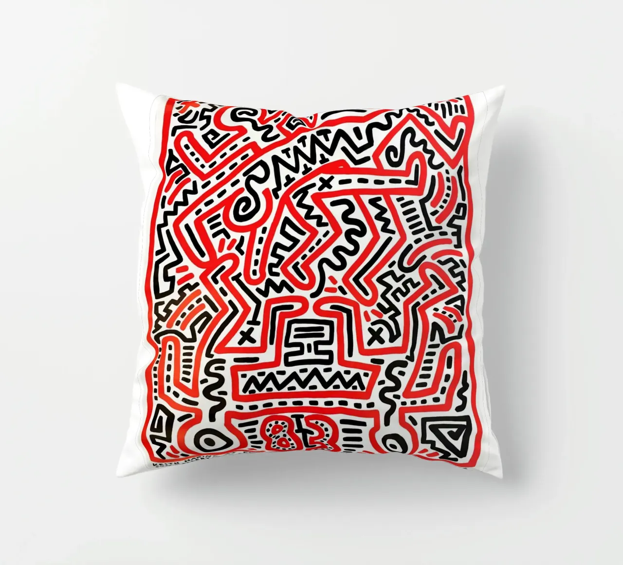 Keith Haring Collage Astratto cuscino da SRI WEDARI GALLERY