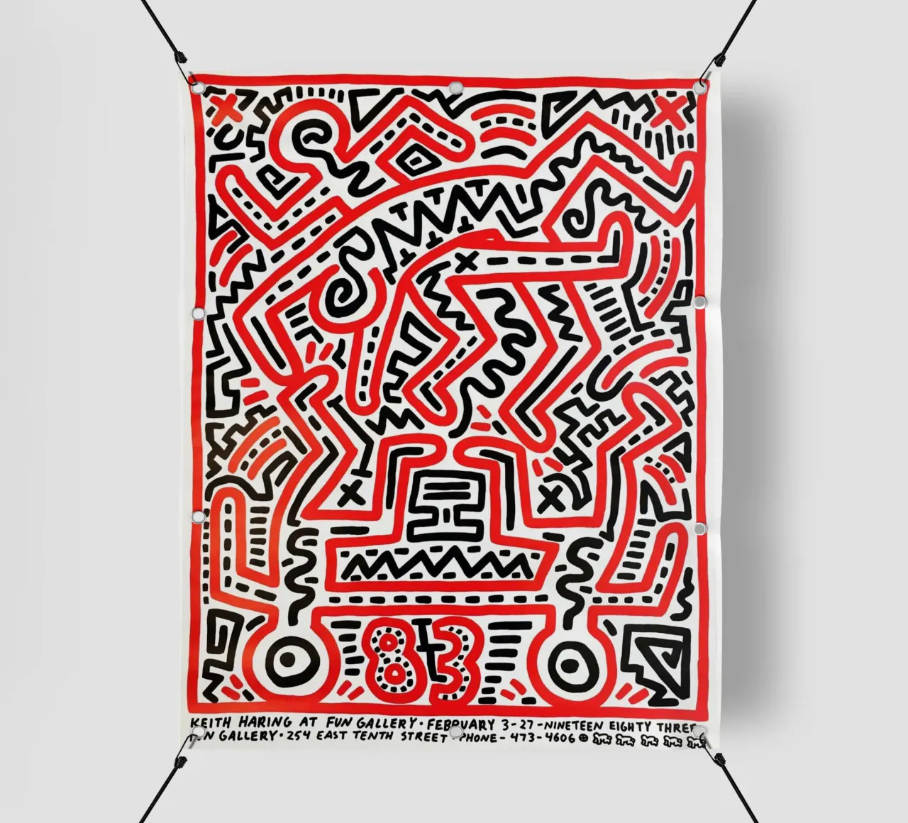 Keith Haring Collage Astratto telo in pvc da SRI WEDARI GALLERY