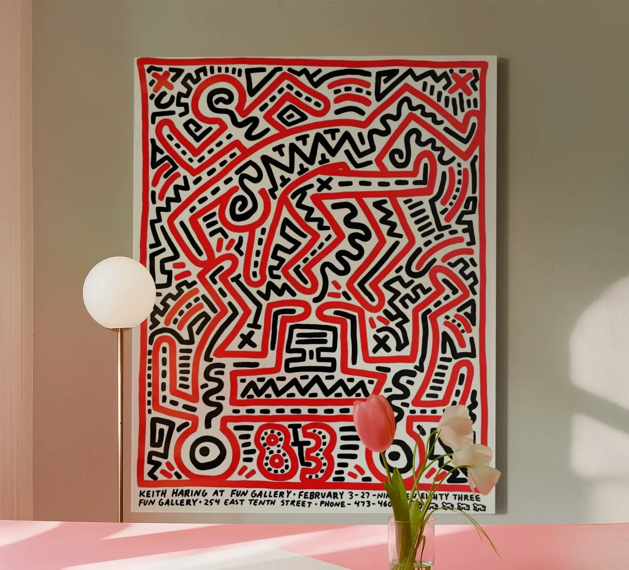 Keith Haring Collage Abstract canvas van SRI WEDARI GALLERY