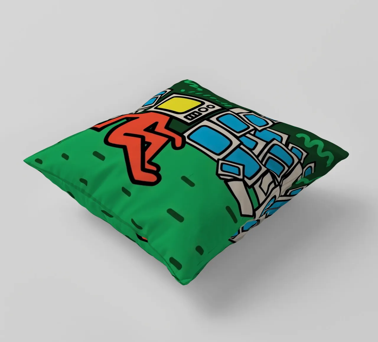 Tv Face Keith Haring Legend decorative cushion by SRI WEDARI GALLERY