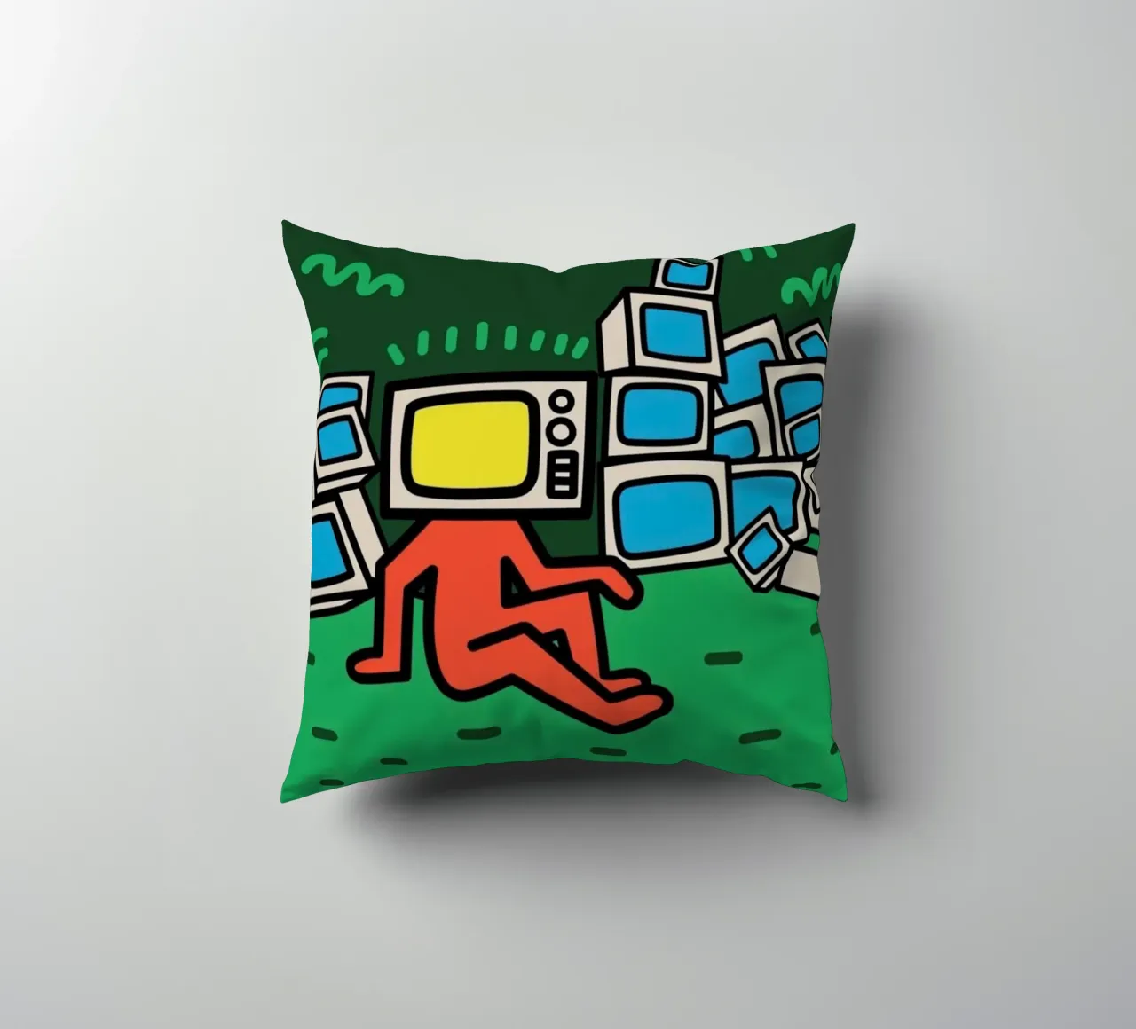 Tv Face Keith Haring Legend decorative cushion by SRI WEDARI GALLERY