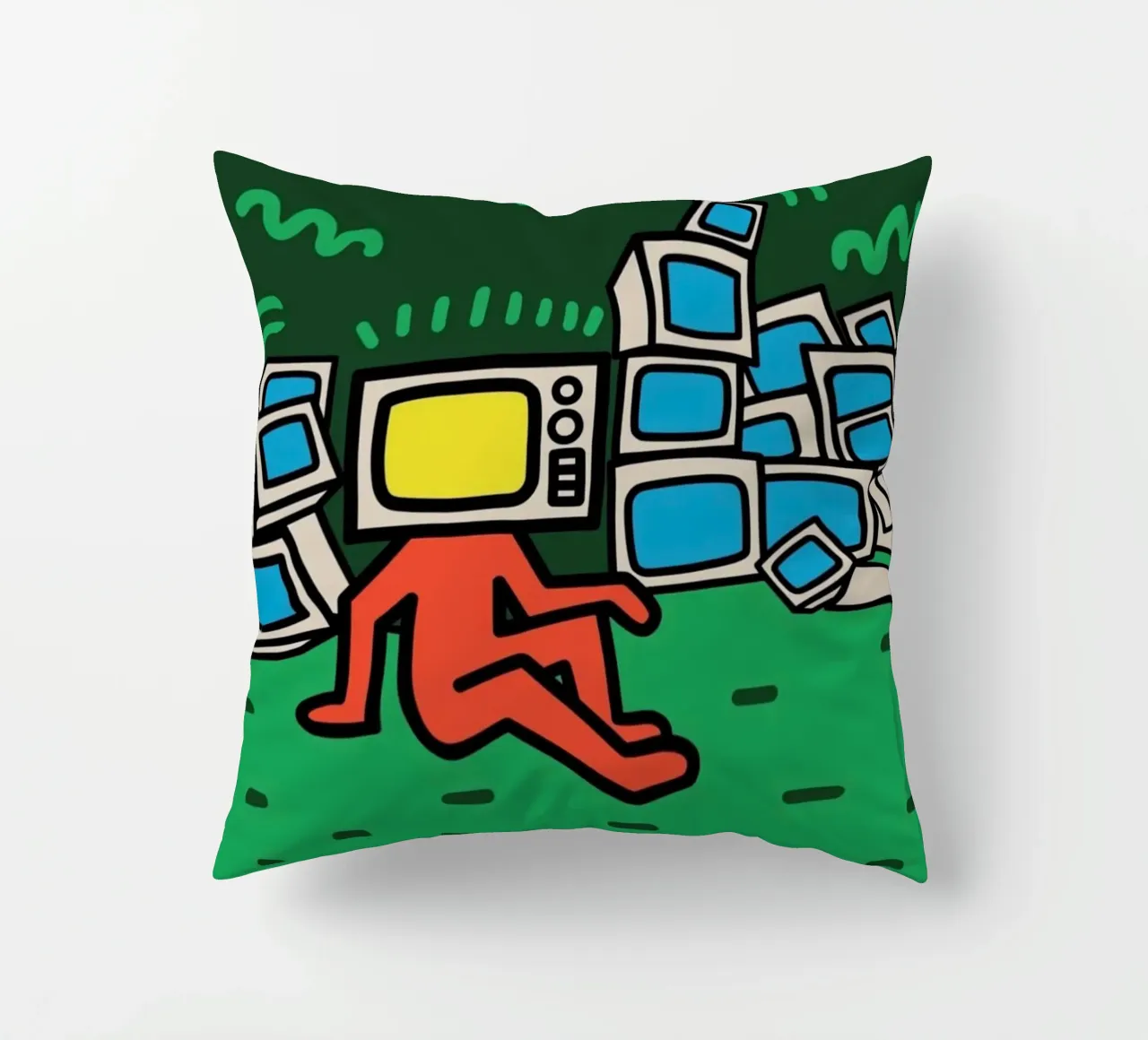 Tv Face Keith Haring Legend decorative cushion by SRI WEDARI GALLERY