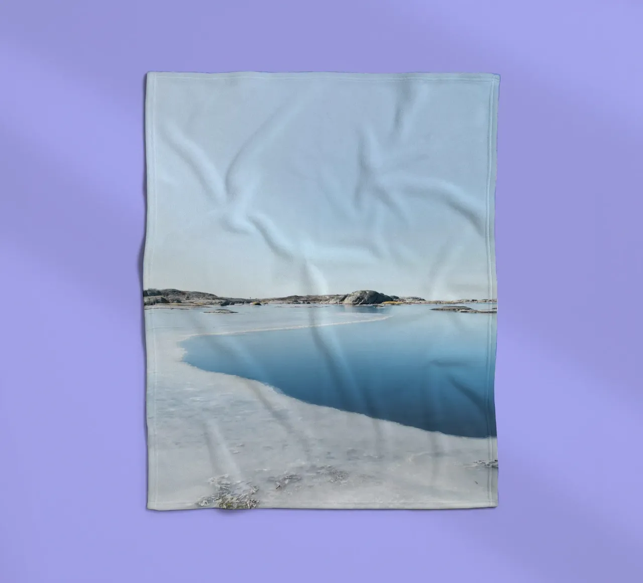 frozen surface lake fleece blanket by Bleu