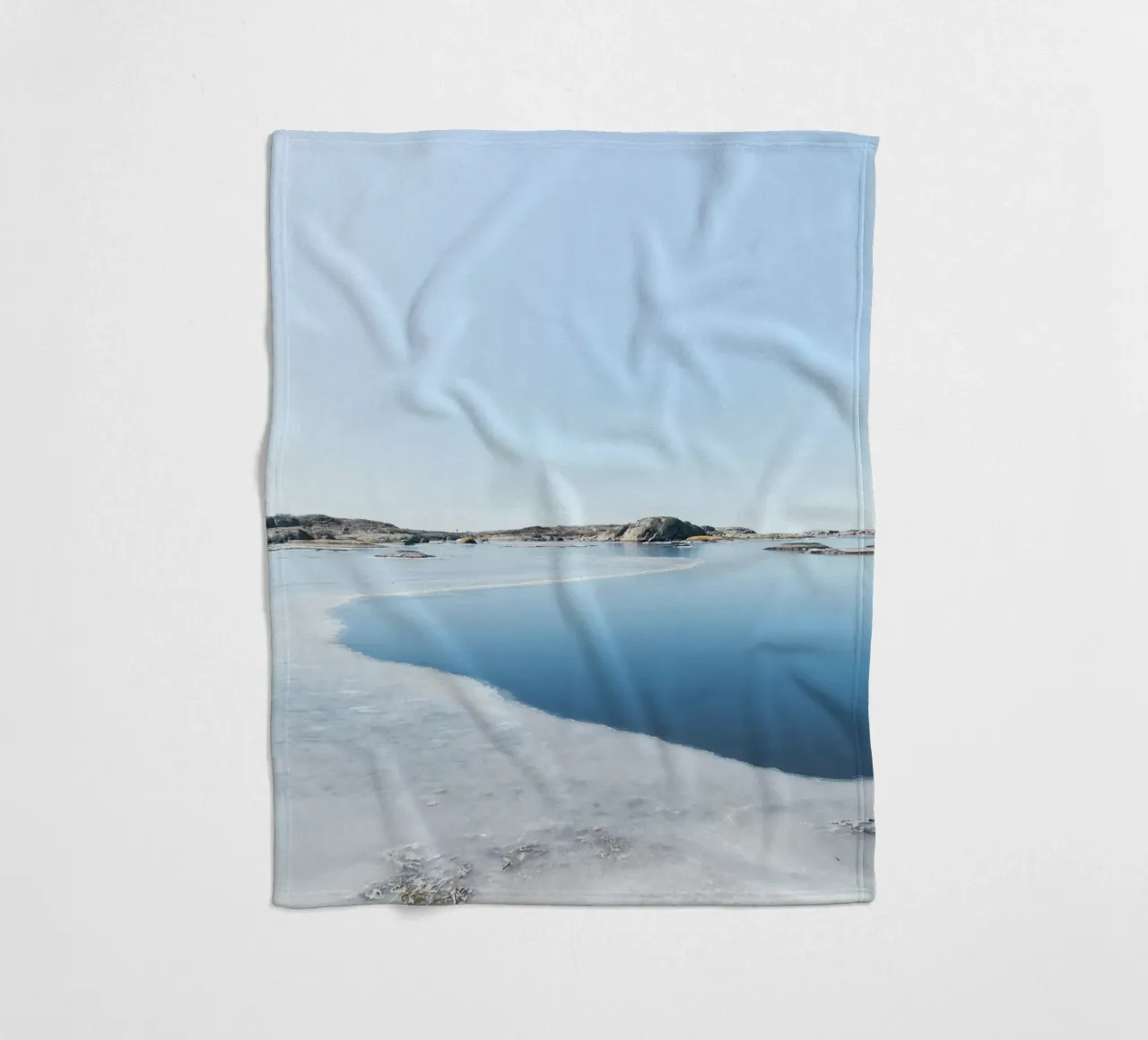 frozen surface lake fleece blanket by Bleu