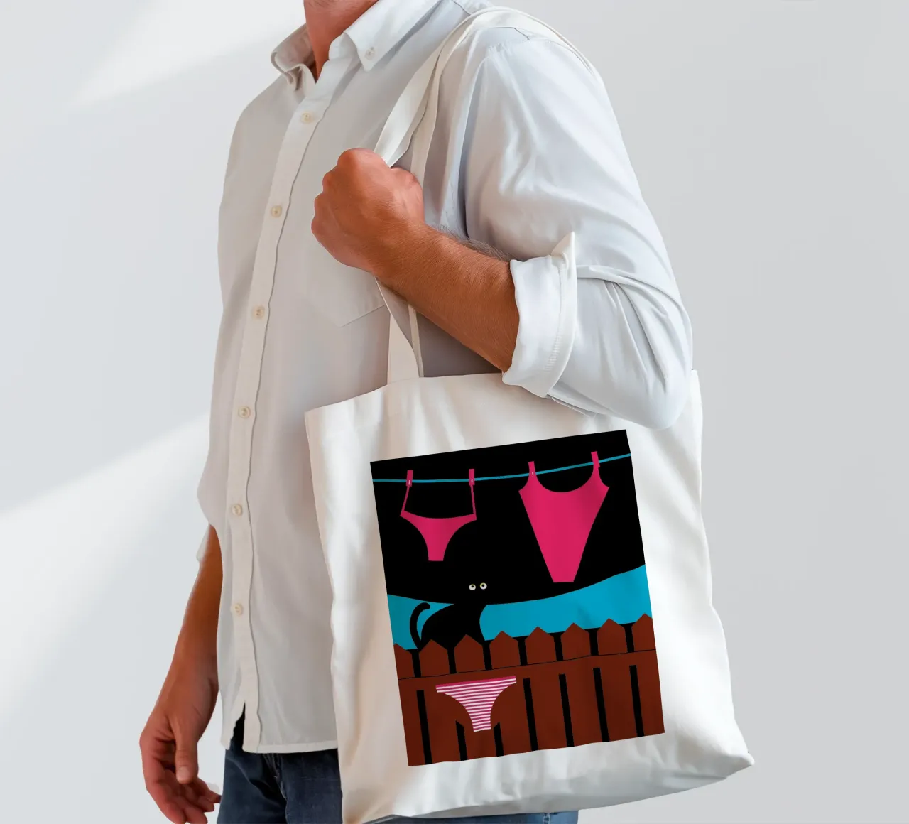 Biancheria intima e gatti borsa in juta da LOOK DIFFERENT