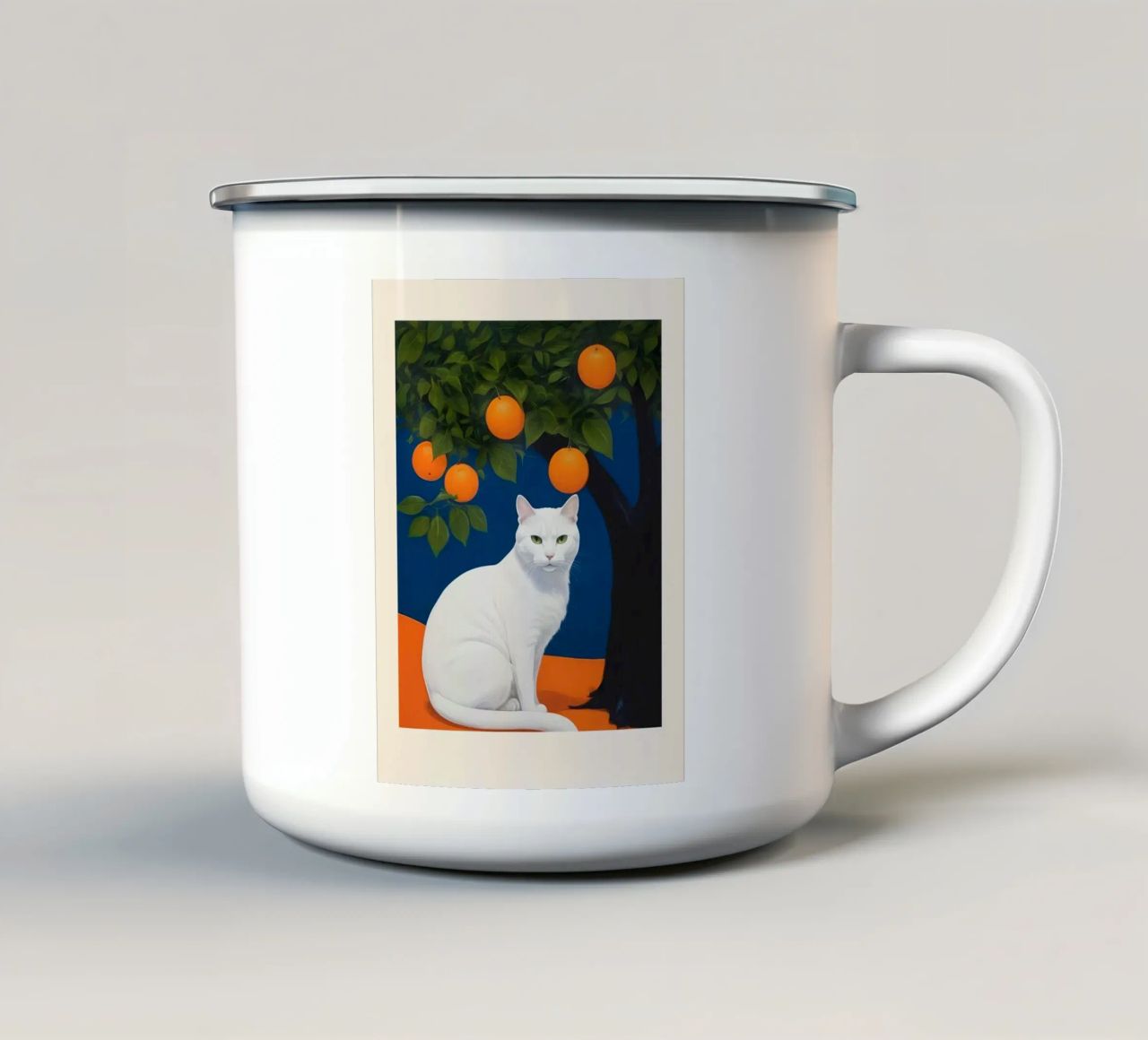 White Cat tazza in smalto da Indigo Rain
