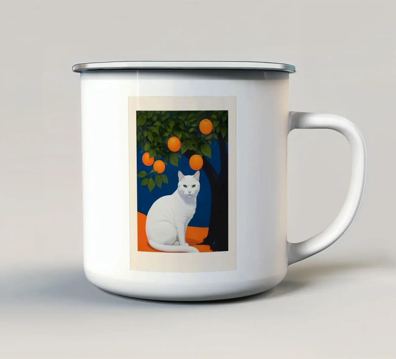 White Cat tazza in smalto da Indigo Rain