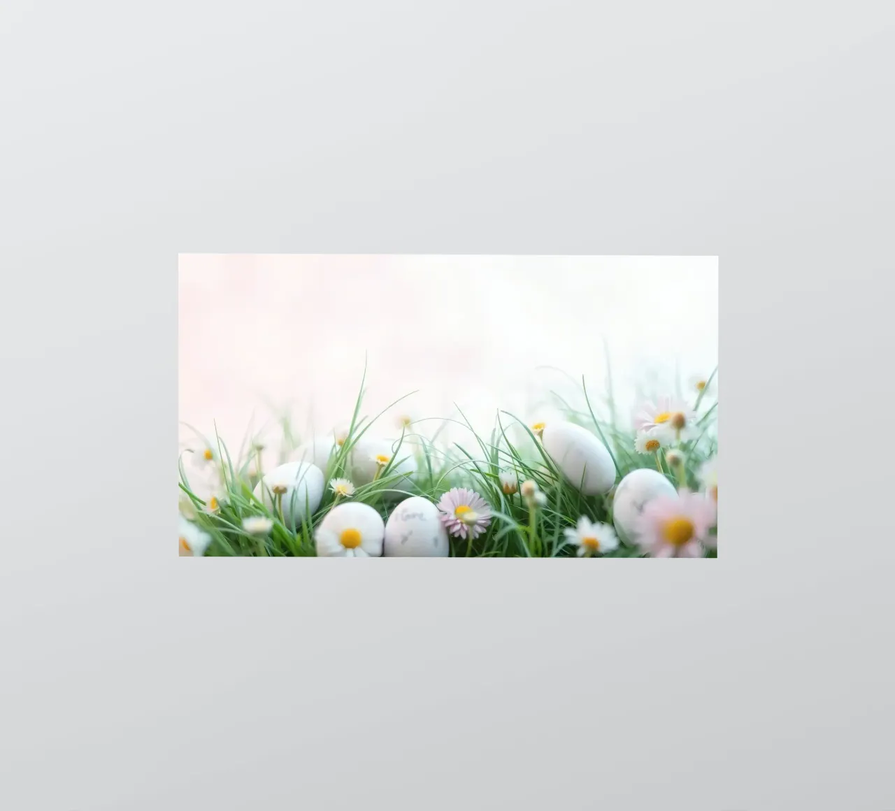 Caccia all'uovo di Pasqua in un prato pieno di margherite e di fiori. adesivo da DesignDoodle