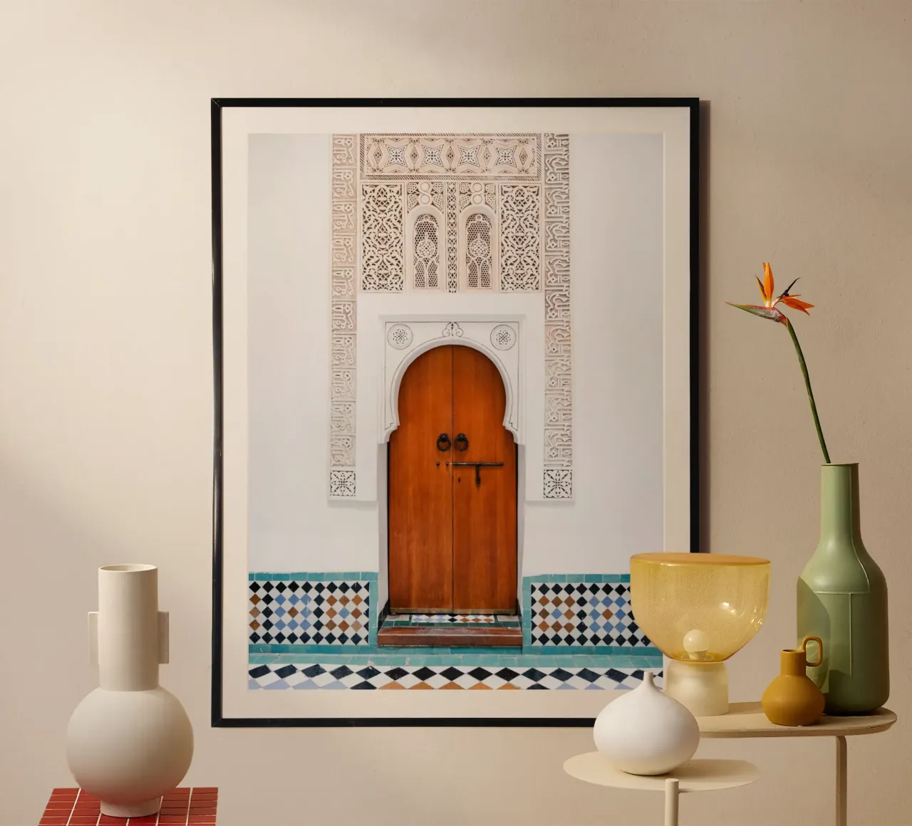 Moroccan architecture in Marrakesh poster con telaio in legno da photolovers