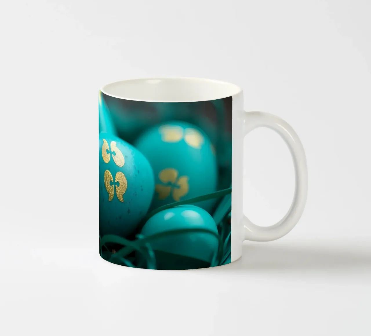 Uova decorative colorate esposte in un vivace nido tazza in ceramica da DesignDoodle