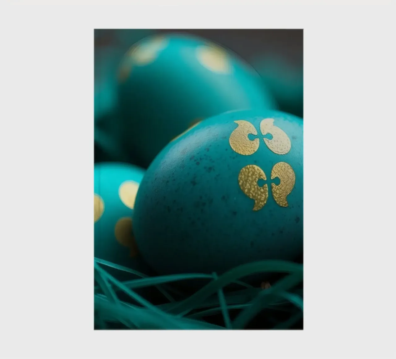 Uova decorative colorate esposte in un vivace nido diario da DesignDoodle