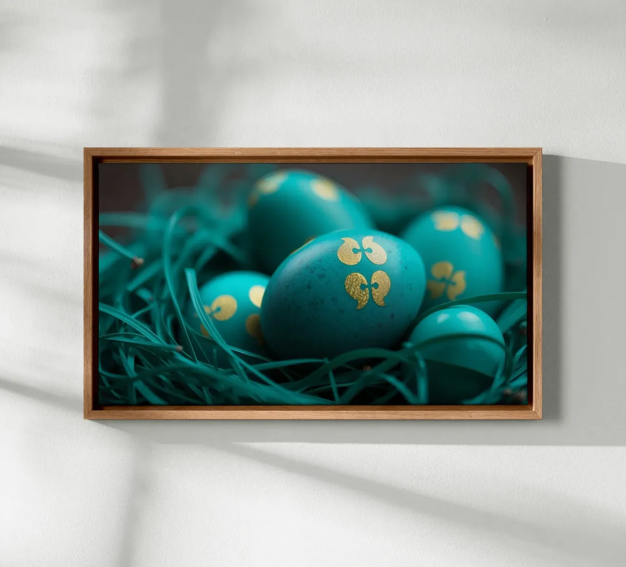 Bunte Deko-Eier in einem farbenfrohen Nest Leinwand von DesignDoodle