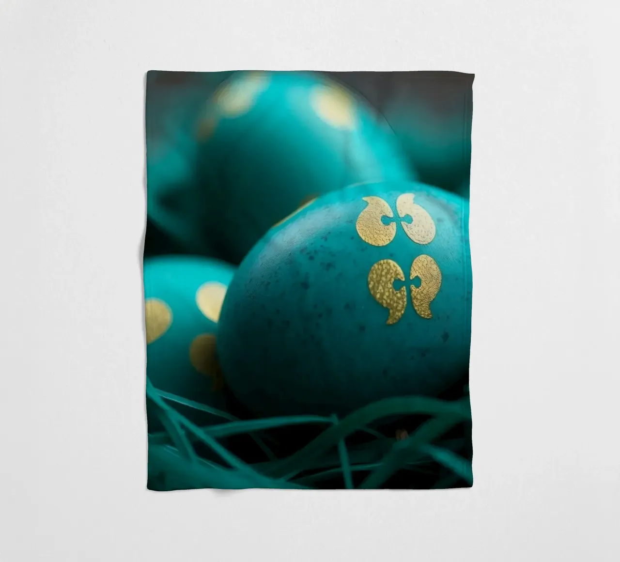 Uova decorative colorate esposte in un vivace nido coperta in pile da DesignDoodle