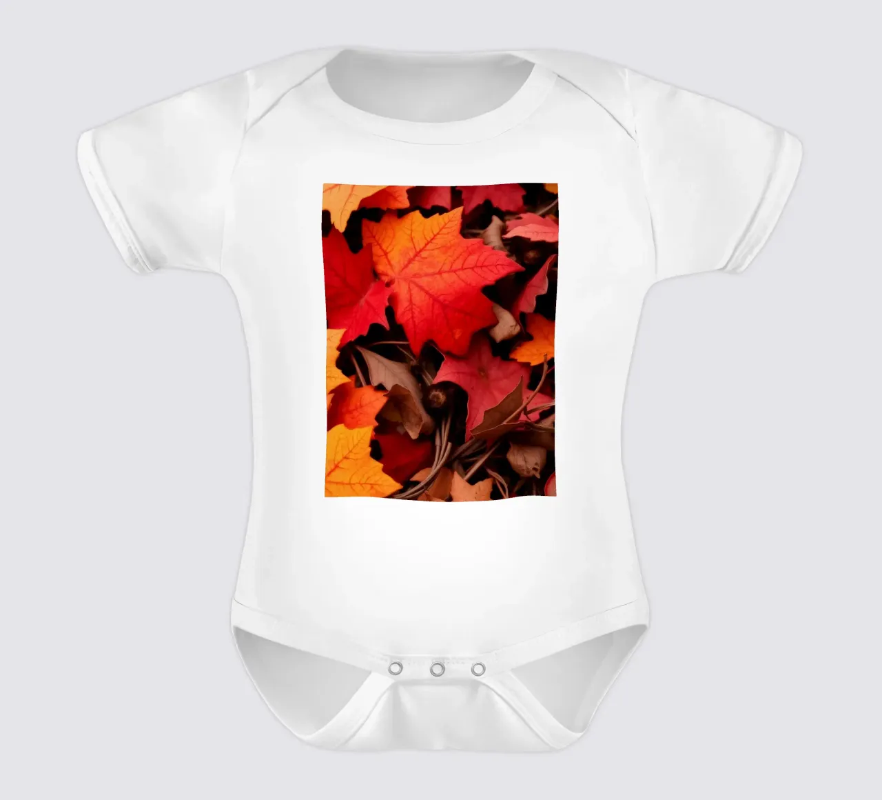 Feuilles d'automne dans des tons vibrants de rouge, d'orange et de jaune body bébé de DesignDoodle