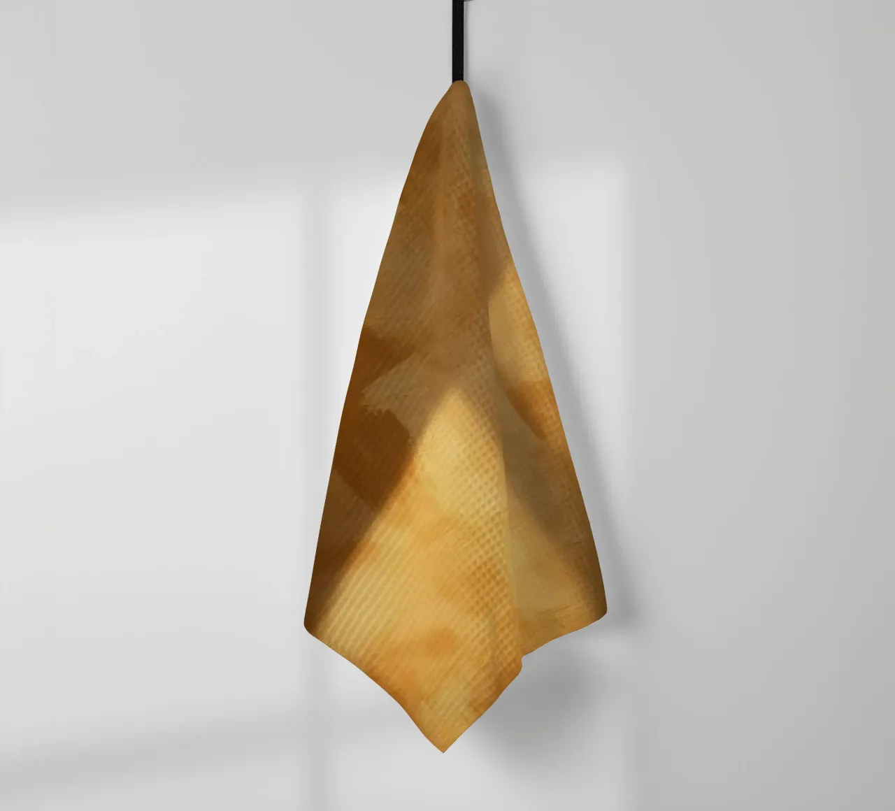 La luce soffusa del sole proietta ombre calde su una parete interna in un ambiente accogliente. canovaccio da cucina da DesignDoodle