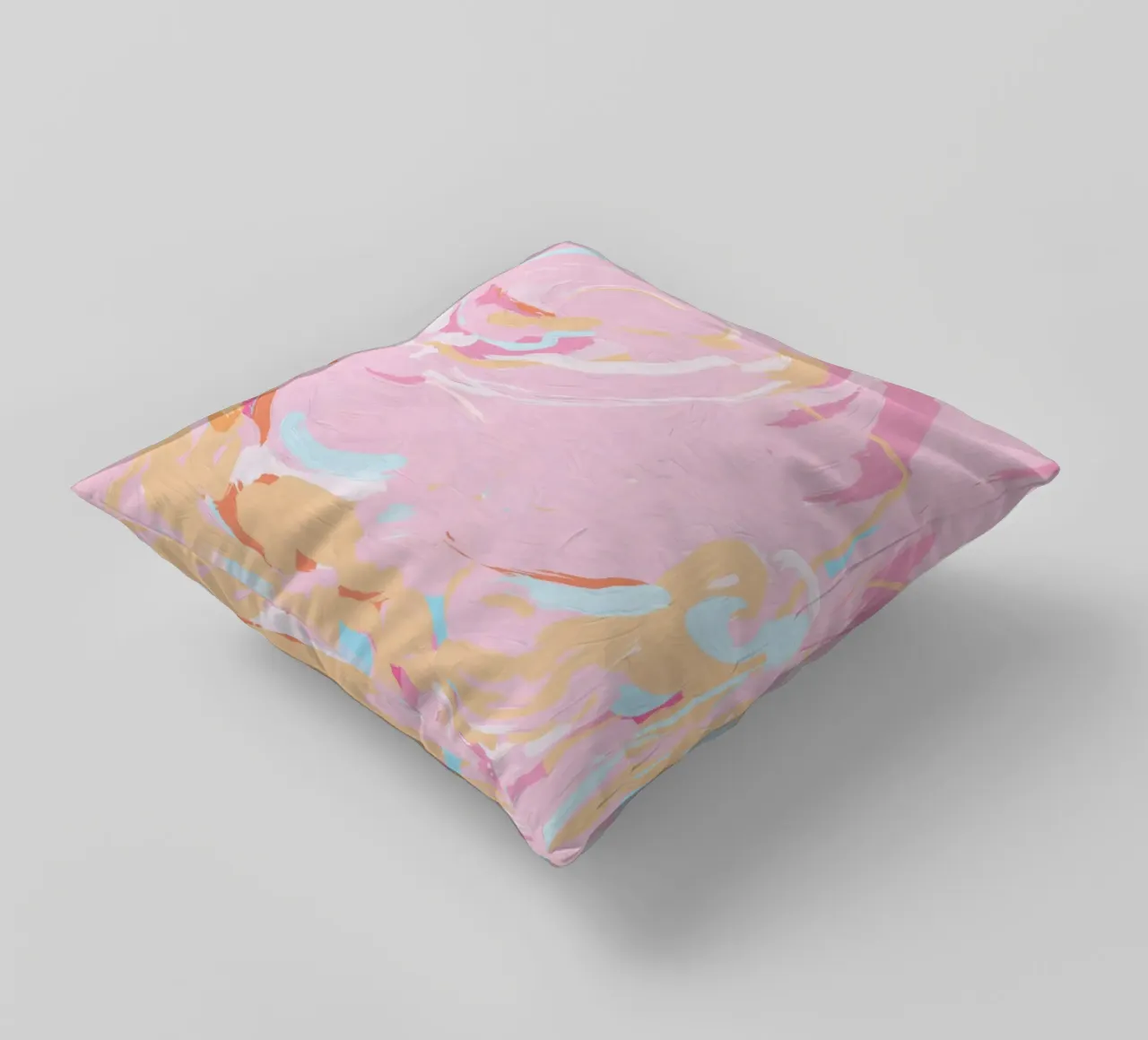Blush Echoes: Soft Pastel Abstract in Pink Tones cuscino da mysteriouscoco