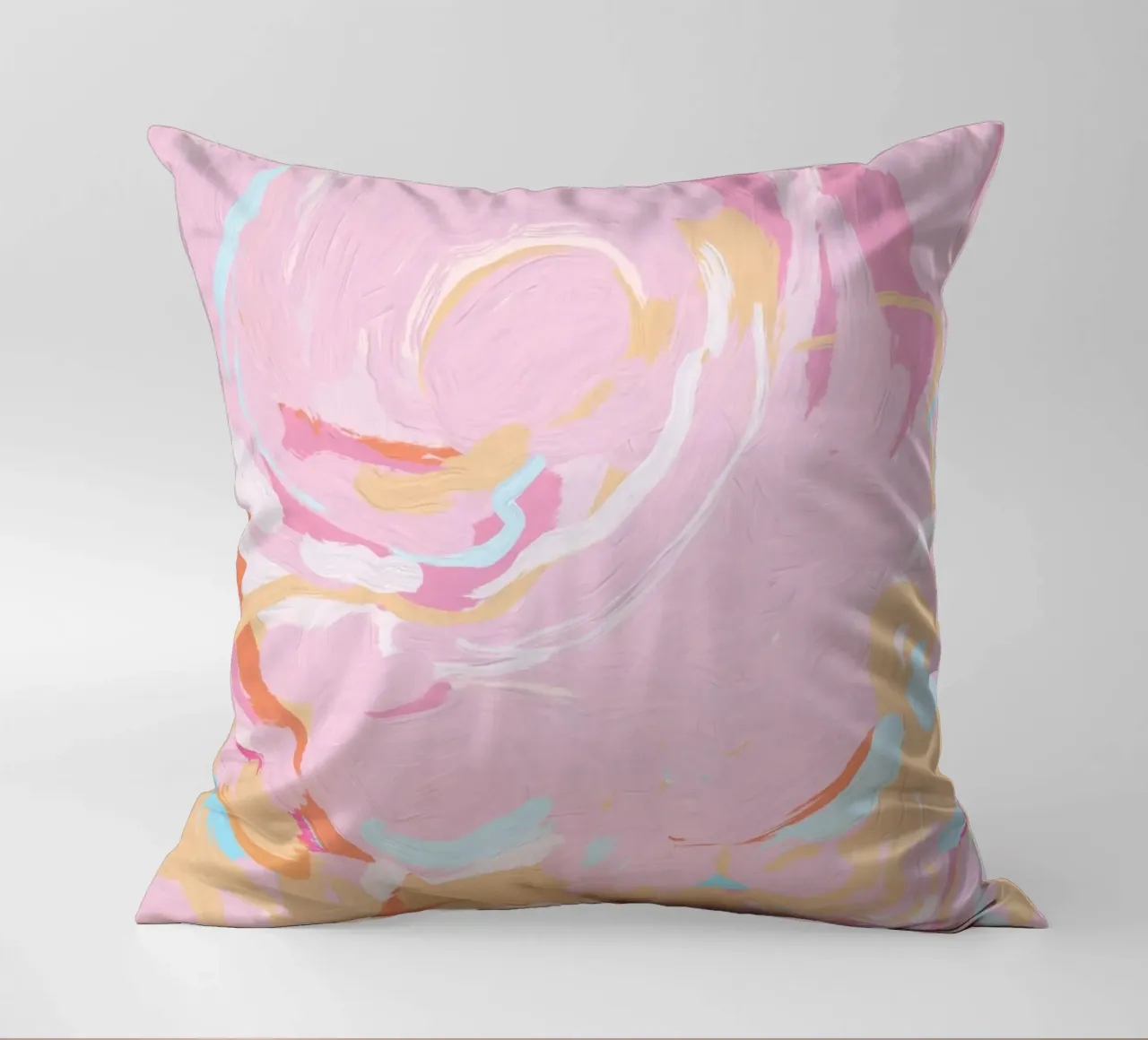Blush Echoes: Soft Pastel Abstract in Pink Tones cuscino da mysteriouscoco