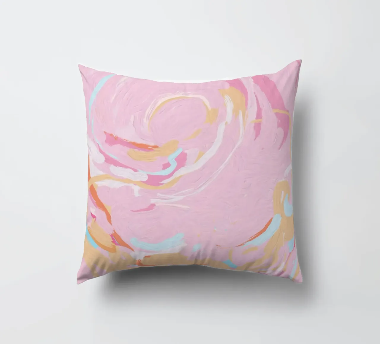 Blush Echoes: Soft Pastel Abstract in Pink Tones cuscino da mysteriouscoco