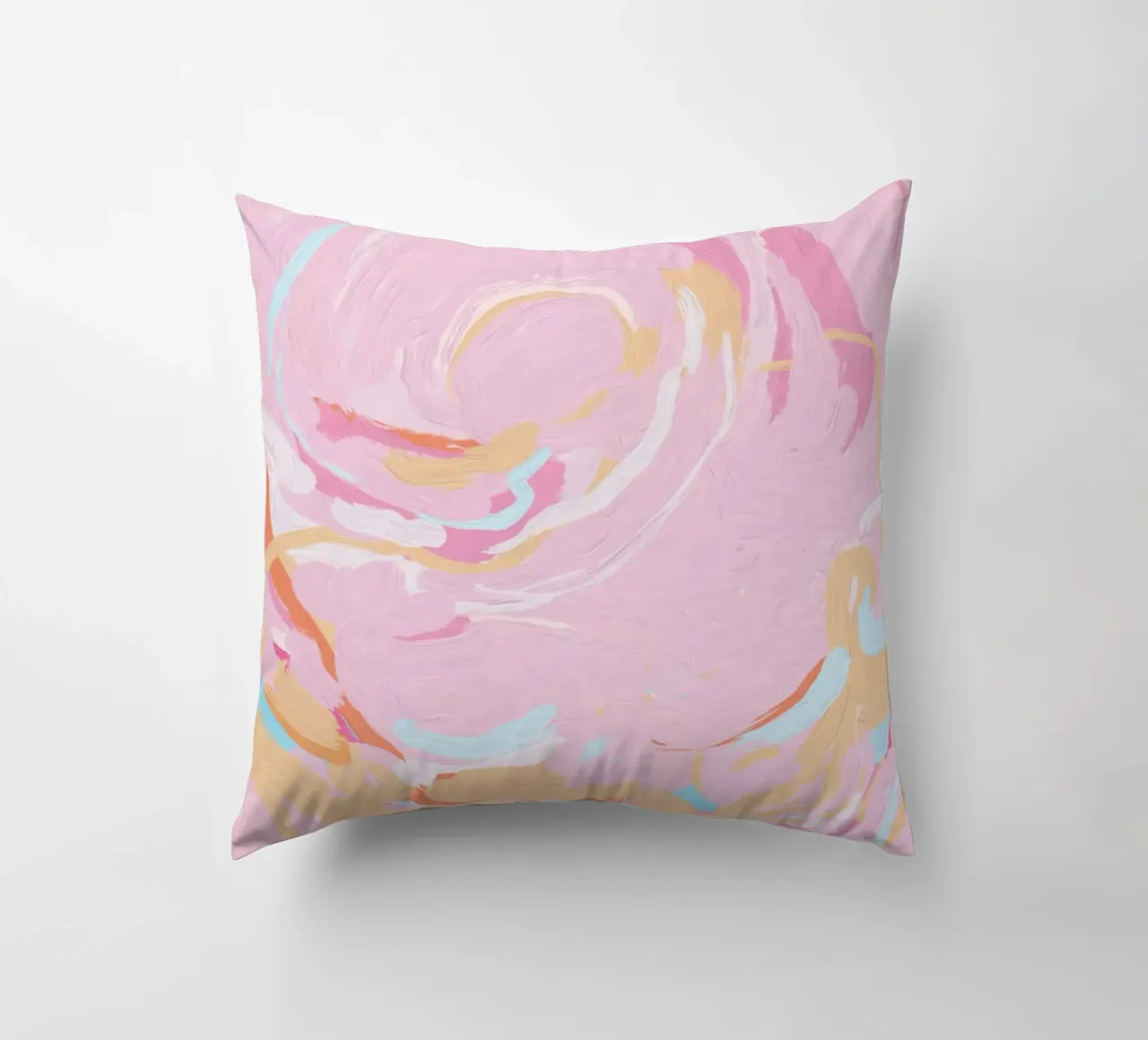 Blush Echoes: Soft Pastel Abstract in Pink Tones cuscino da mysteriouscoco