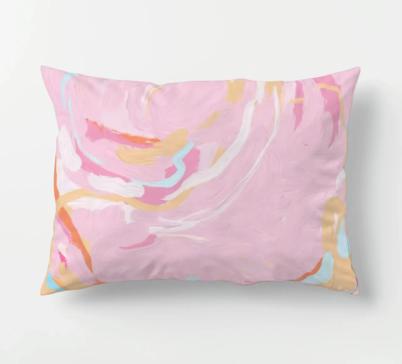 Blush Echoes: Soft Pastel Abstract in Pink Tones cuscino da mysteriouscoco