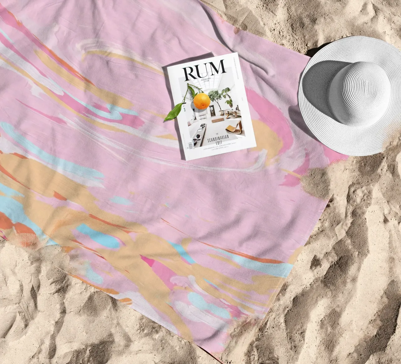 Blush Echoes: Soft Pastel Abstract in Pink Tones telo mare da mysteriouscoco