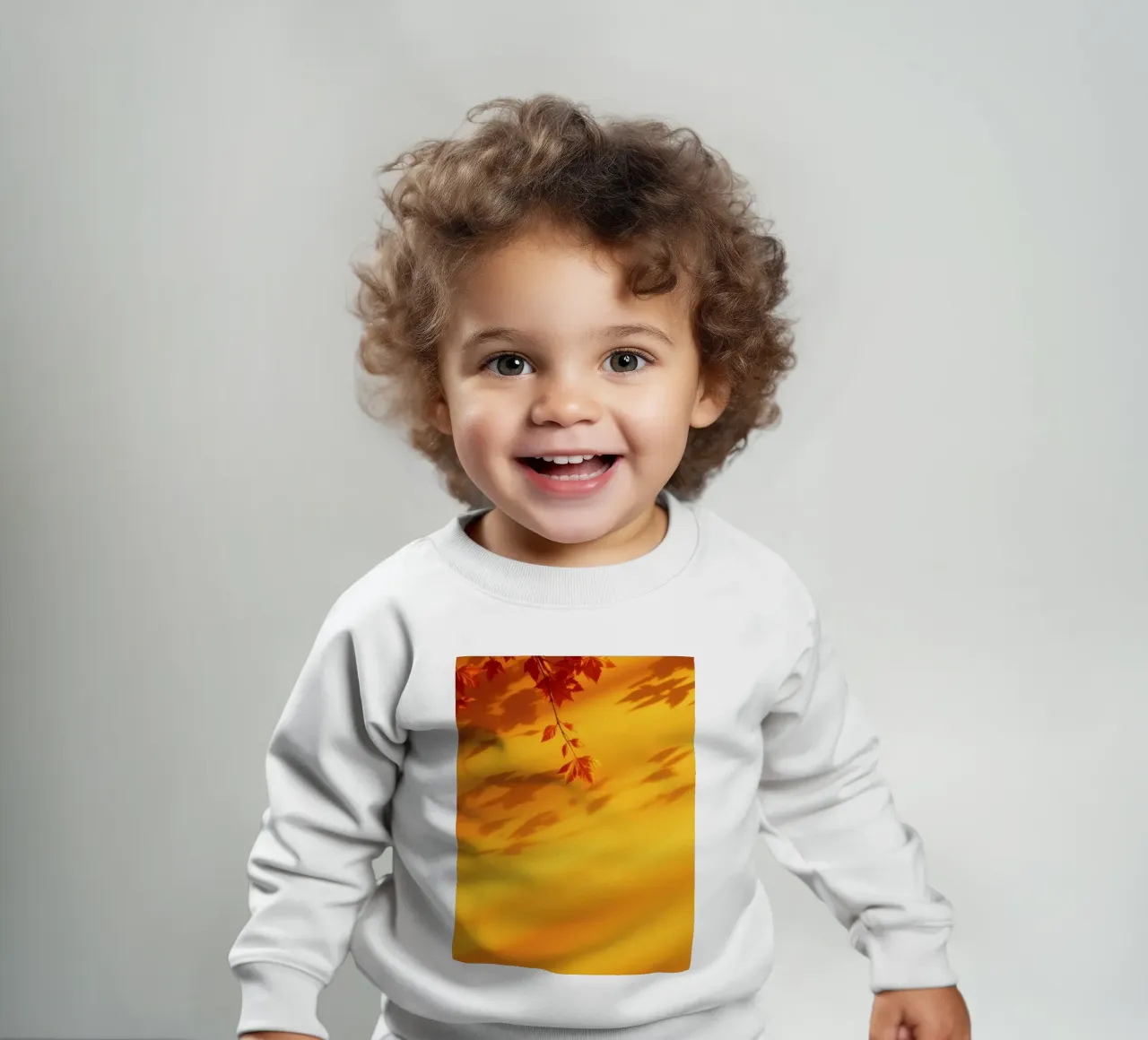 Feuilles d'automne projetant des ombres sur un fond jaune chaud sweat pour bébé de DesignDoodle