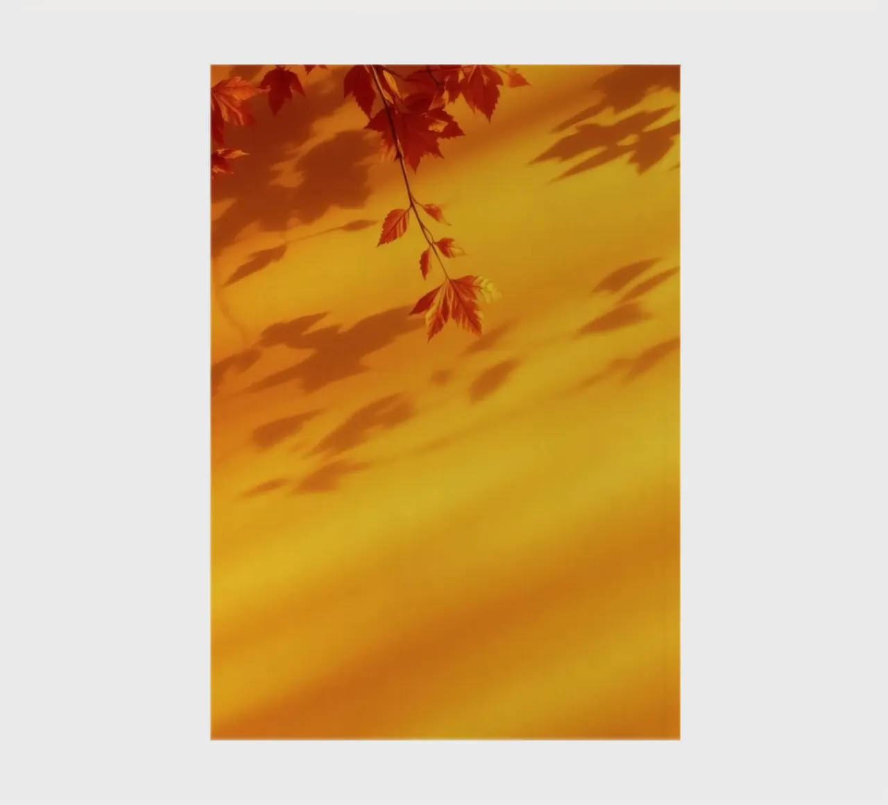 Feuilles d'automne projetant des ombres sur un fond jaune chaud carnet de notes de DesignDoodle