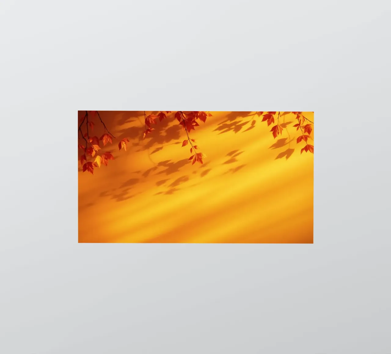 herfstbladeren werpen schaduwen op een warme gele achtergrond sticker van DesignDoodle