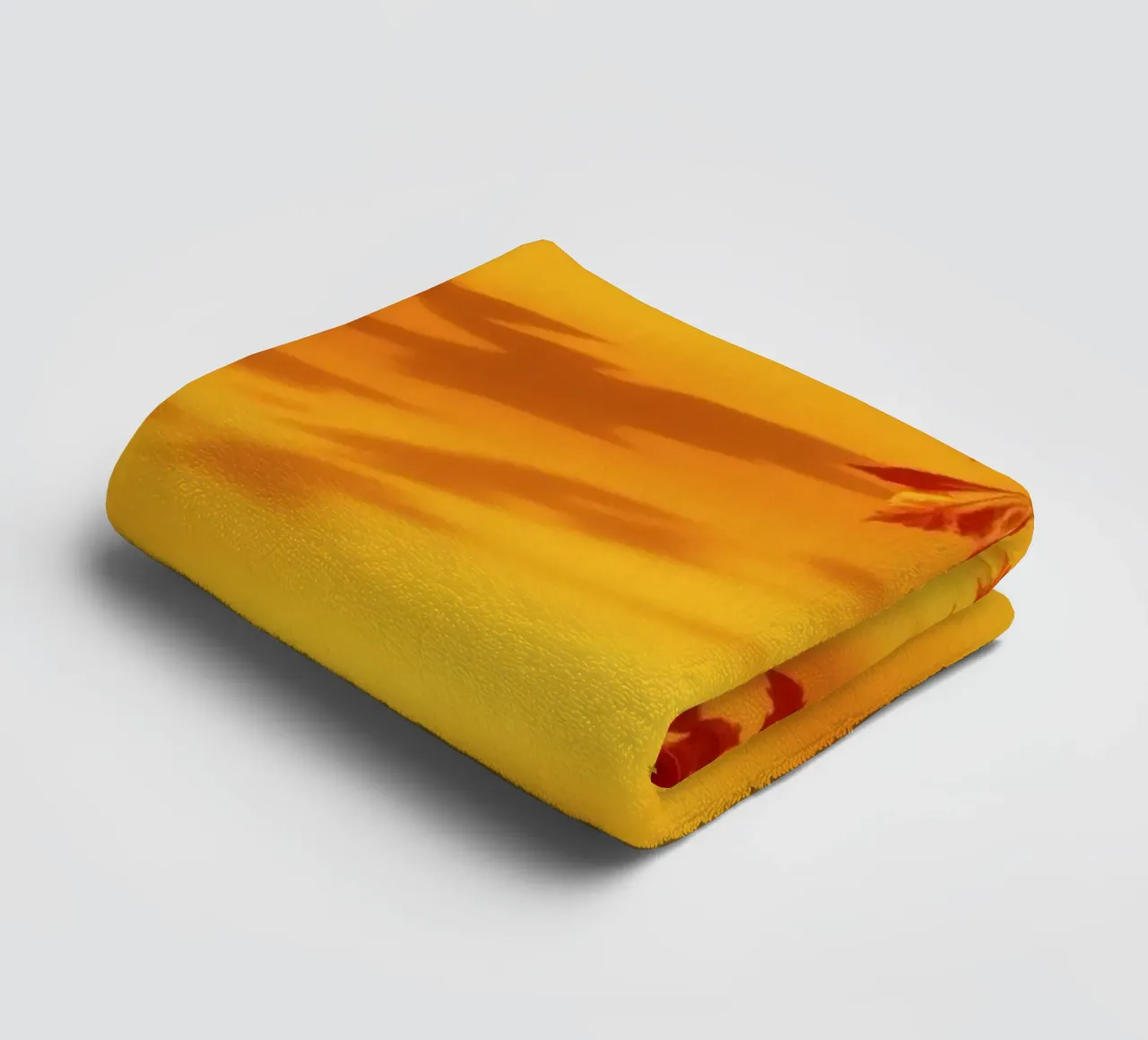 herfstbladeren werpen schaduwen op een warme gele achtergrond badhanddoek van DesignDoodle