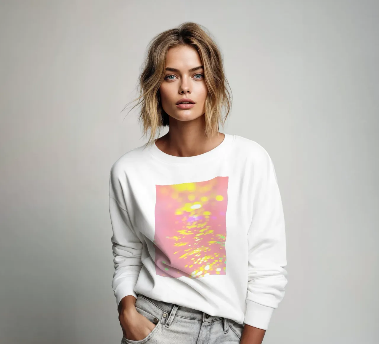 Reflets chatoyants d'une lumière colorée sur un art rose tendre sweat de DesignDoodle