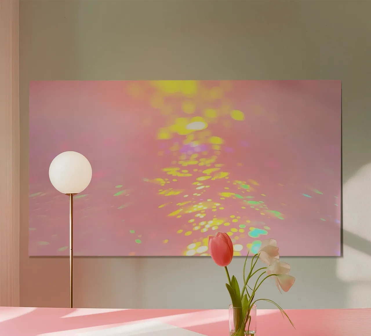 Reflets chatoyants d'une lumière colorée sur un art rose tendre hahnemühle de DesignDoodle