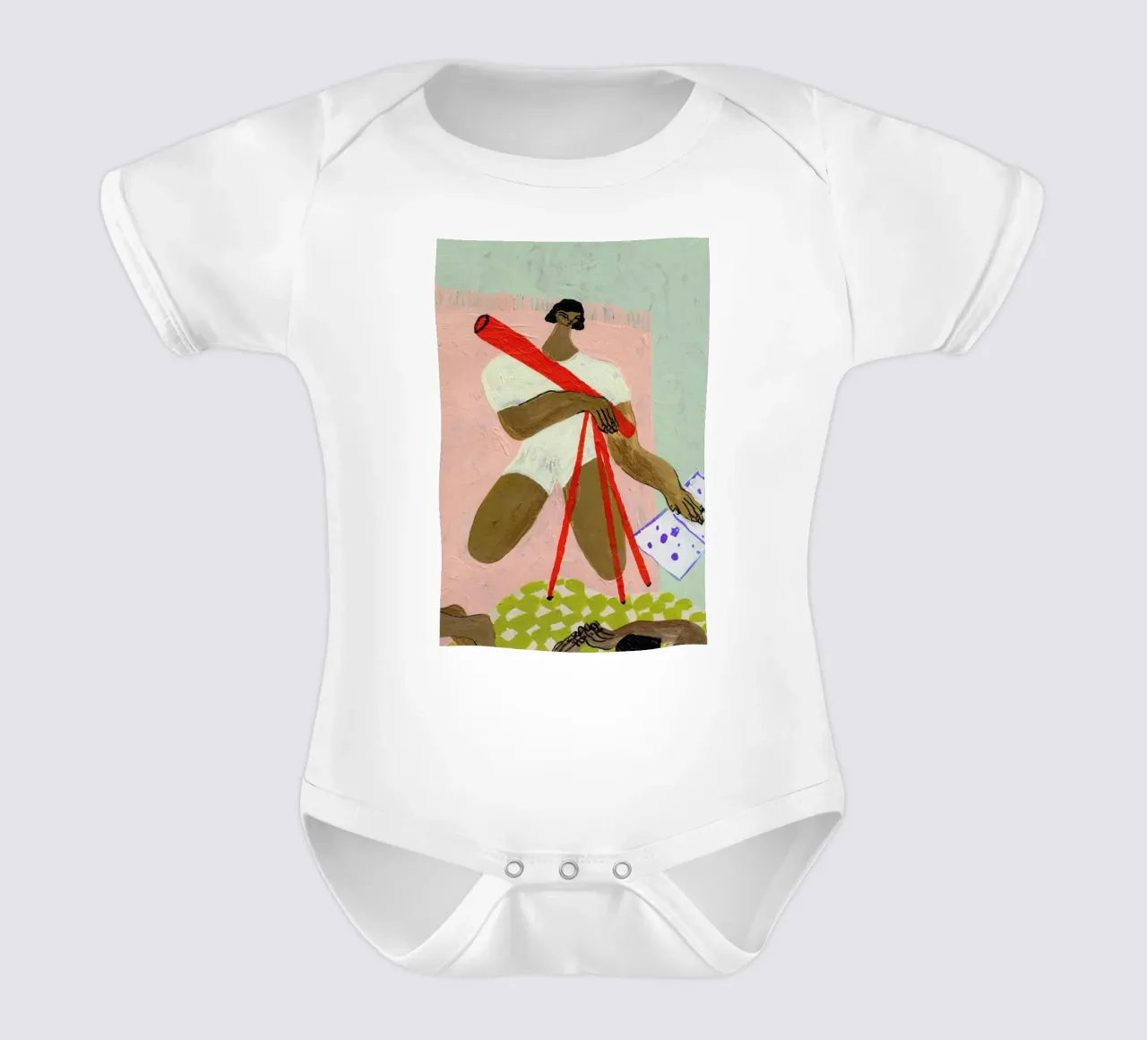 Universe Details short-sleeve baby romper by Nudes and Croissants